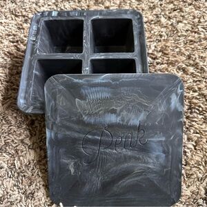 W&P Peak Marbled Gray Black XL Silicone Ice Cube Tray w/ Lid EUC Cocktail Party